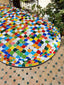 Outdoor indoor mid century rainbow oval mosaic table