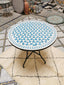 Handmade mid century mosaic table table for outdoor indoor