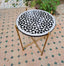 Handmade black and white mid century mosaic table