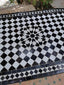 Black and white mid century zellije oval mosaic table