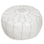 White Round Pouf Leather