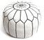 White Black Pouf Leather