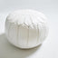 White Round Pouf Leather