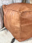 Round Leather Ottoman Pouffe Cover Moroccan Leather