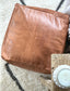 Round Leather Ottoman Pouffe Cover Moroccan Leather